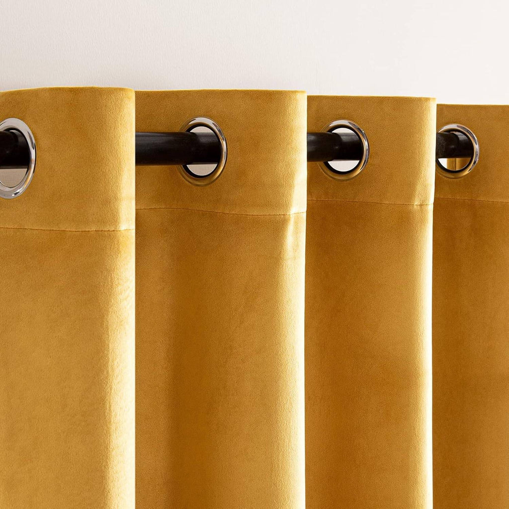 Vibrant Mustard Yellow velvet Curtains 46"W x 90"L x 2 panels