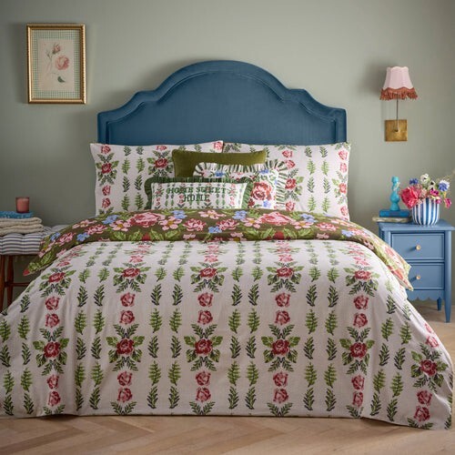 Feeoni Cottage Floral Duvet Cover Set Willow Green - Super King