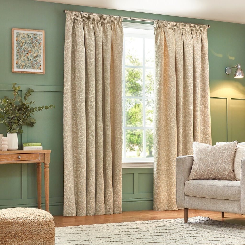 Grantley Jacquard Pencil Pleat Curtains Natural 66Wx 90L inches
