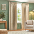 Grantley Jacquard Pencil Pleat Curtains Natural 66Wx 90L inches
