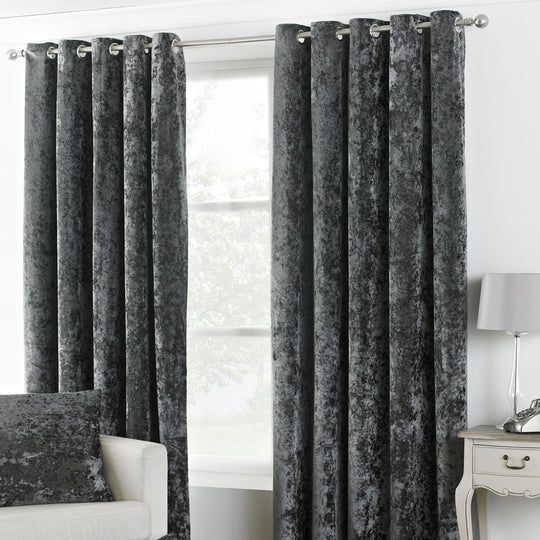 Verona Fully Lined Crushed Velvet Eyelet Curtains Petrol 66W x 108L inches