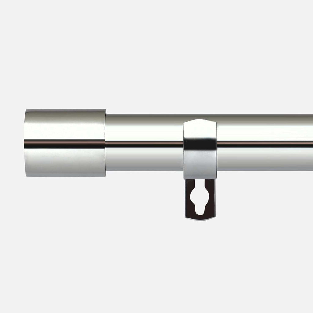 Silver metal Curtain pole and fixtures extends up to 140cm