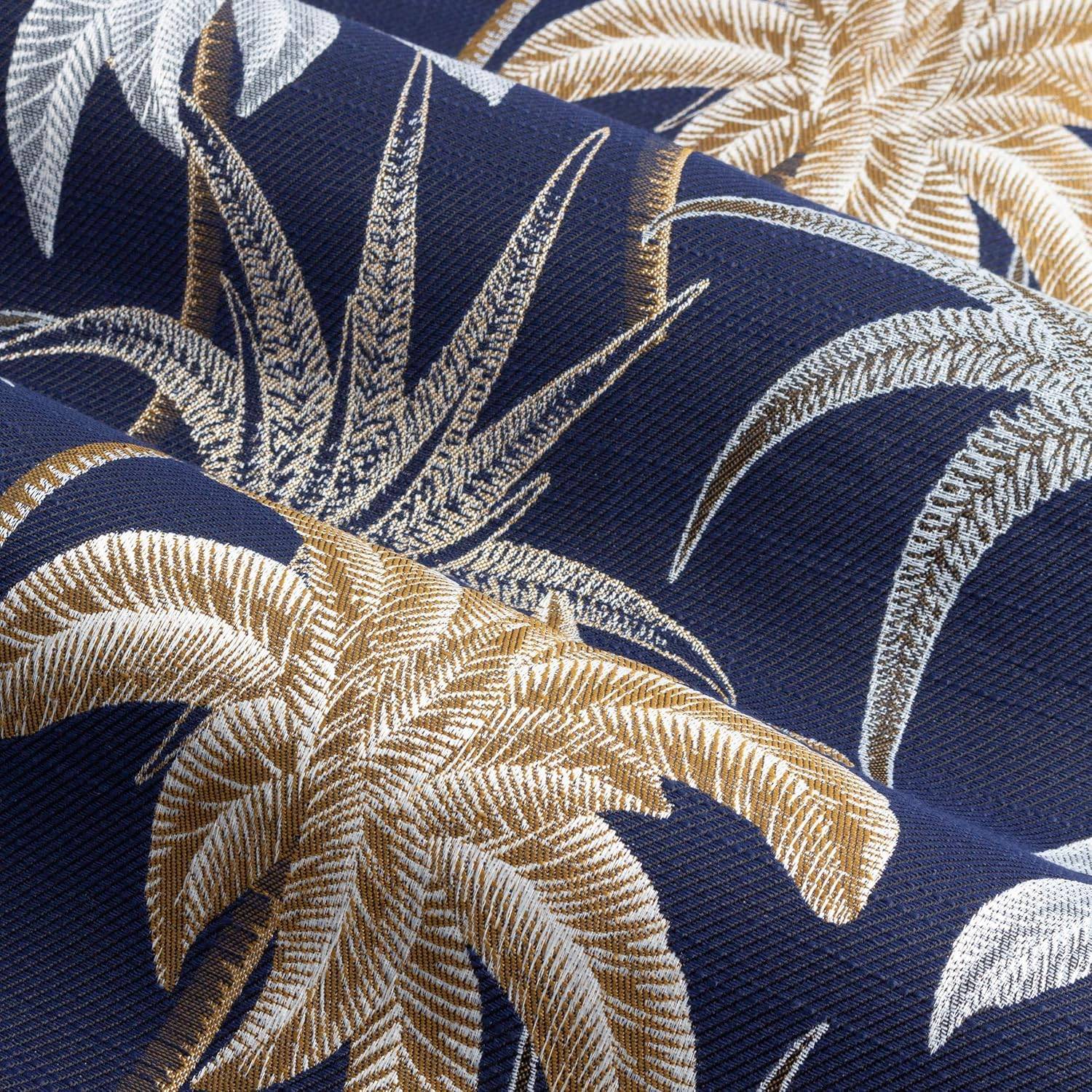 Wylder Galapagos Jacquard Navy Eyelet Curtains  Multi W46xL72 inches