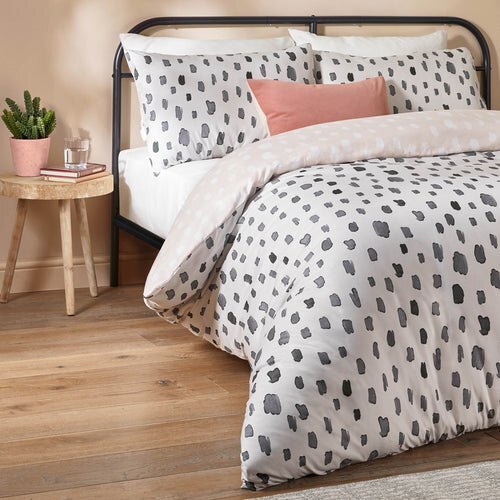 Printed Soft Touch Duvet Cover Set Linen/Charcoal - King Size