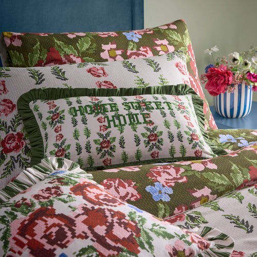 Feeoni Cottage Floral Duvet Cover Set Willow Green - King size
