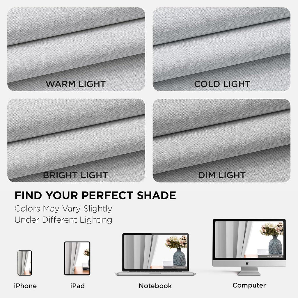 Joydeco Blackout Curtains for Bedroom 52W x 54L Inch, , 2 Panels - Greyish White