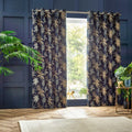 Wylder Galapagos Jacquard Navy Eyelet Curtains  Multi W46xL72 inches