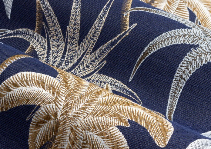 Wylder Galapagos Jacquard Navy Eyelet Curtains  Multi W46xL72 inches