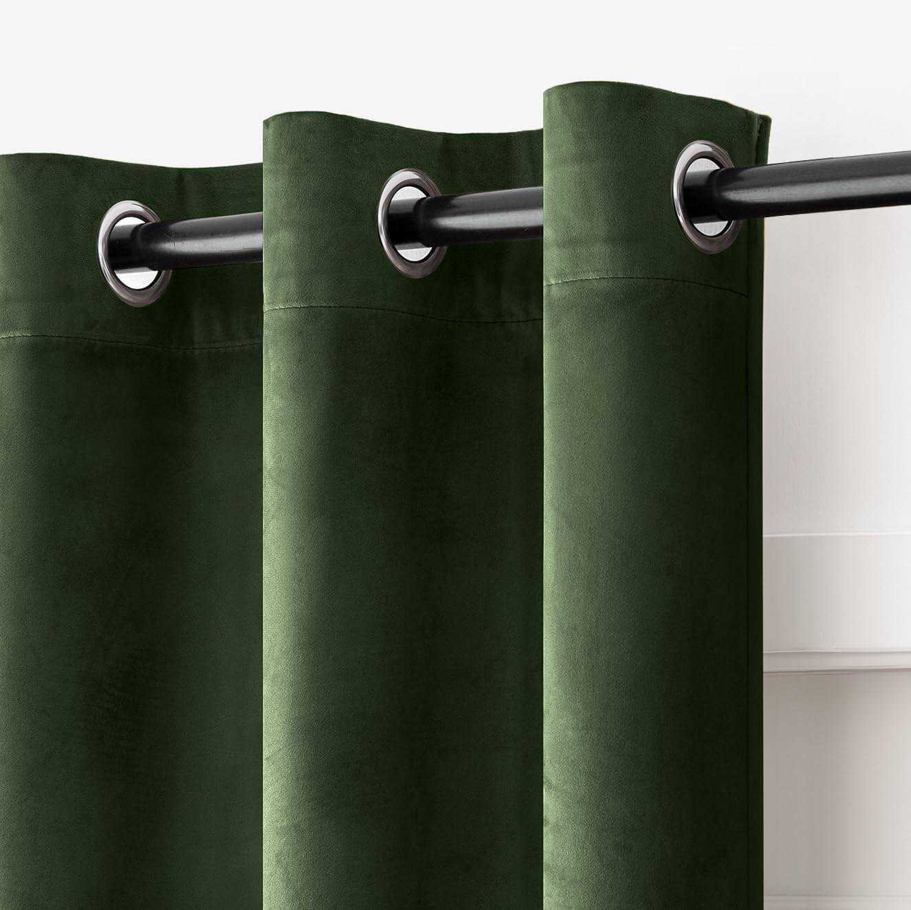Gorgeous Velvet Olive Green Curtains 66Wx54L x 2 panels