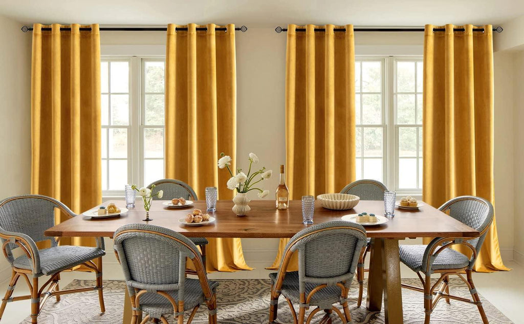 Vibrant Mustard Yellow velvet Curtains 46"W x 90"L x 2 panels