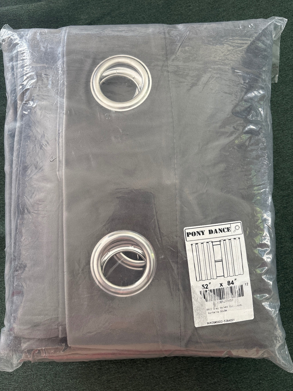 Dark Grey Velvet Curtains 52Wx84L