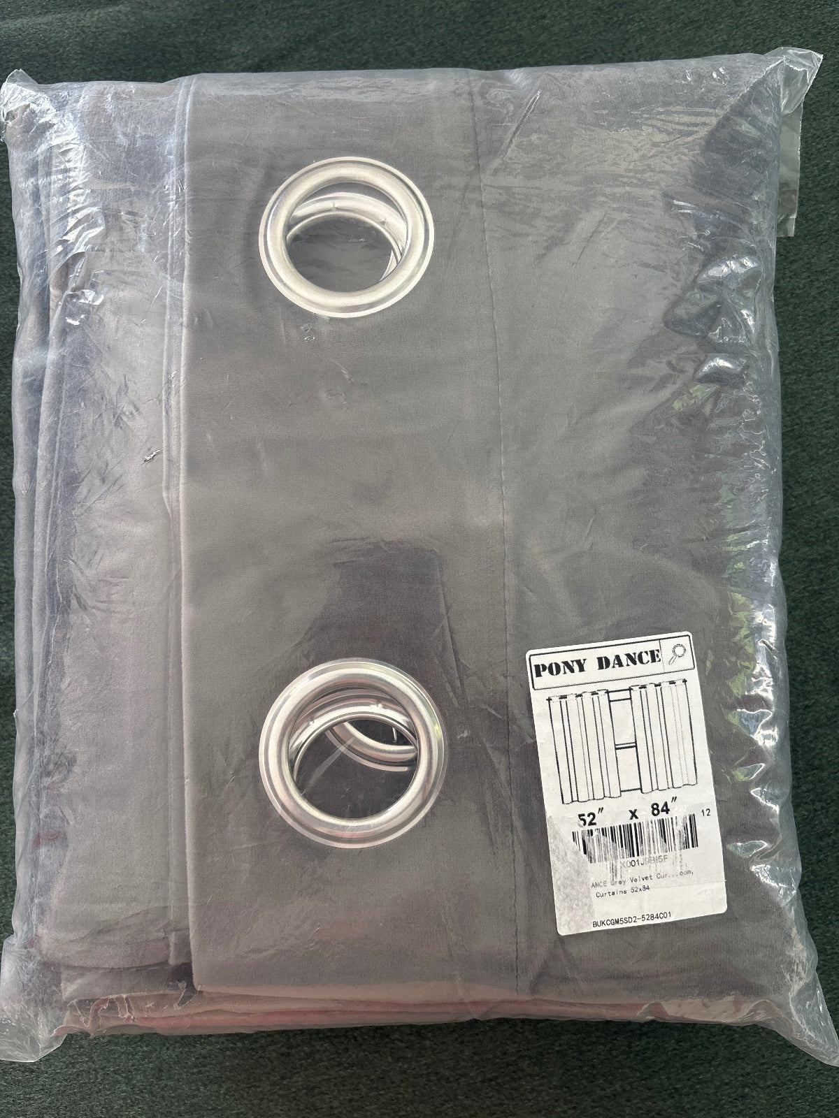 Dark Grey Velvet Curtains 52Wx84L