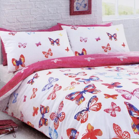 Butterfly Duvet Cover Set Lavender/Pink King size
