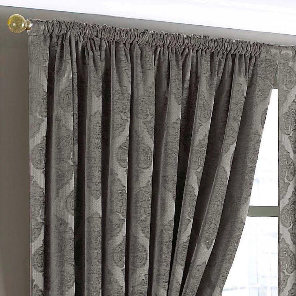 Premium Winchester Jacquard  Pencil Pleat Curtains Mocha 66"Wx90"L