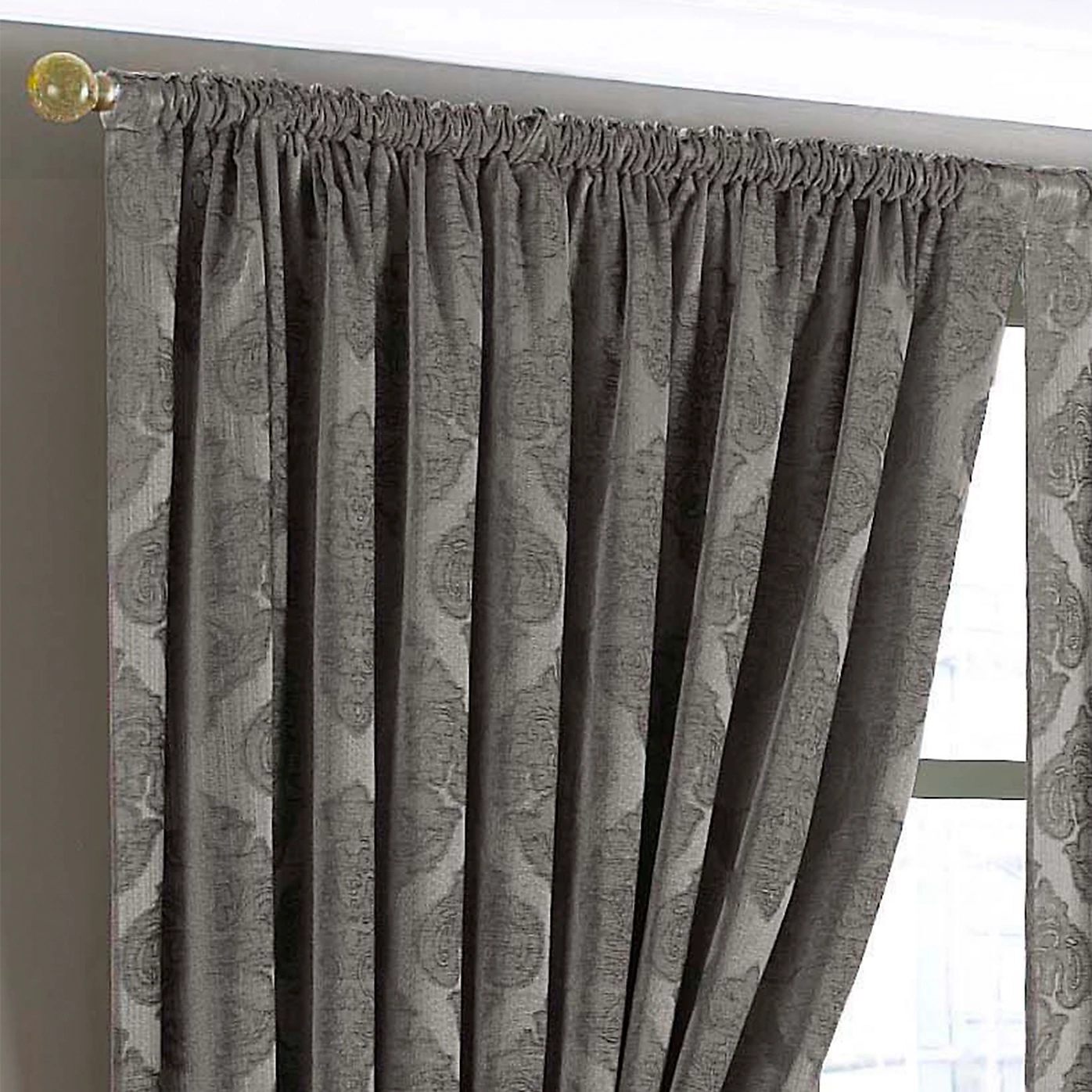 Premium Winchester Jacquard  Pencil Pleat Curtains Mocha 66"Wx90"L