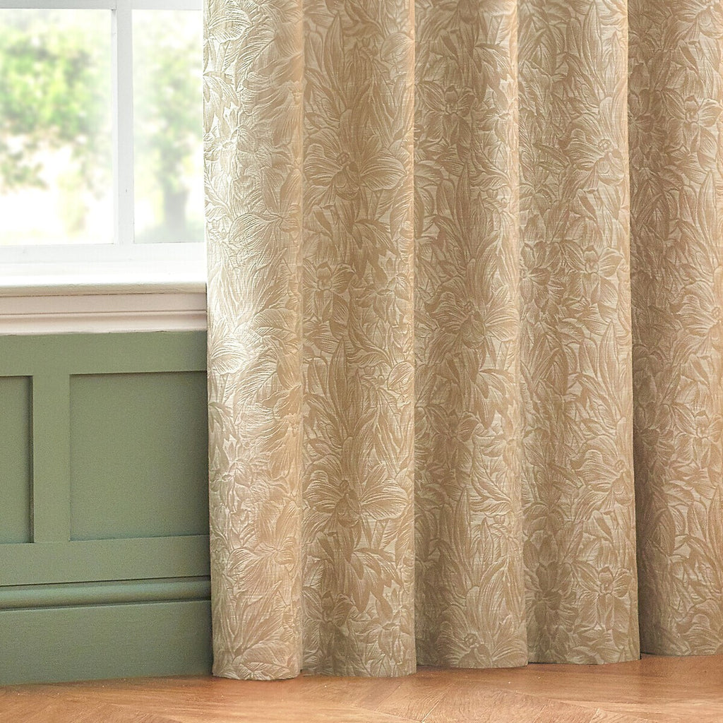 Grantley Jacquard Pencil Pleat Curtains Natural 66Wx 90L inches