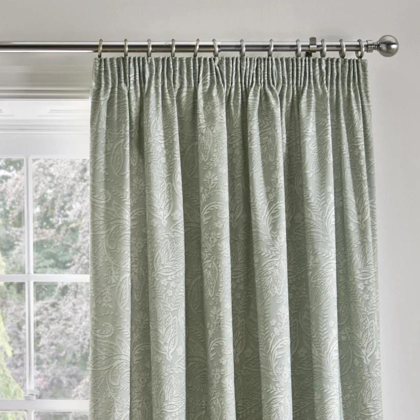 Aveline Pencil Pleat Curtains in Green W 66 x L 72 inches