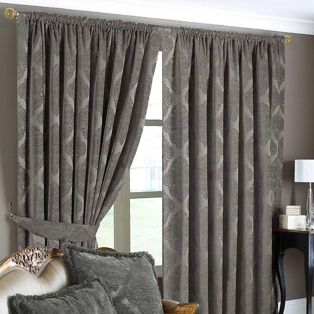 Premium Winchester Jacquard  Pencil Pleat Curtains Mocha 66"Wx90"L