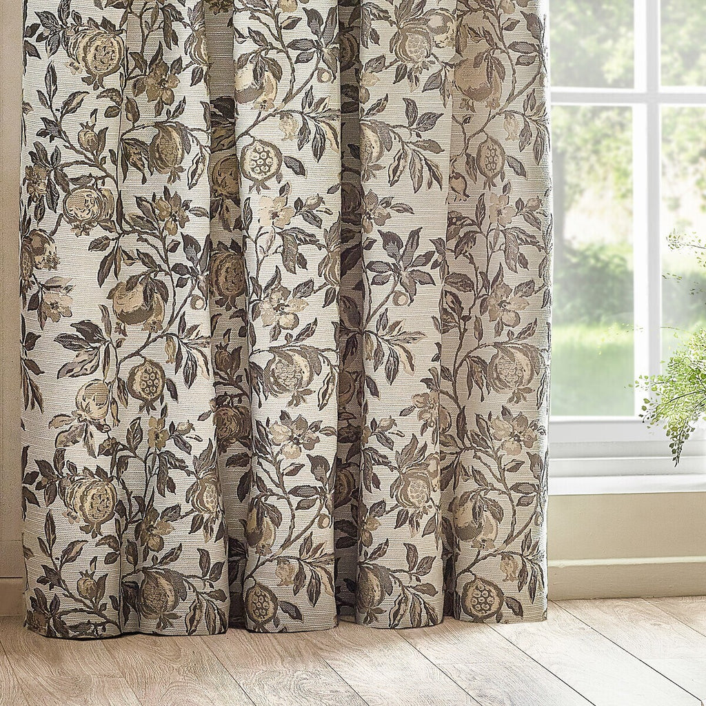 Pomegranate Floral Jacquard Pencil Pleat Curtains 46"Wx 72"L