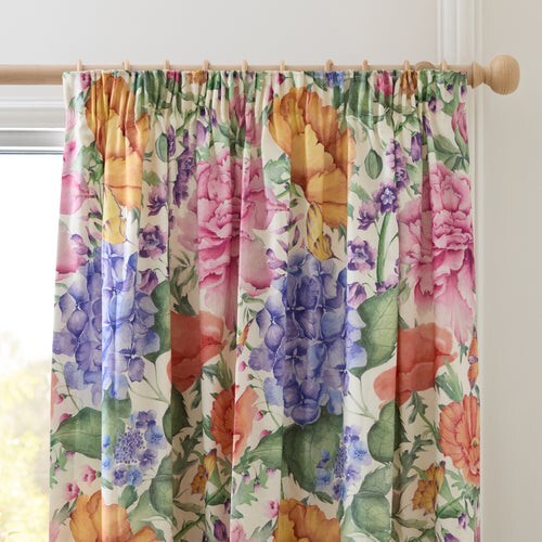 Idalia Fully Lined Cotton Printed Pencil Pleat Curtains Fuchsia 66"Wx90"L