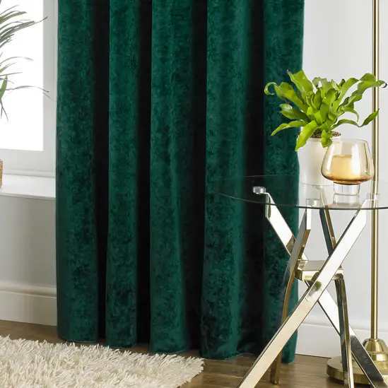 Opulent crushed Velvet Emerald Green Curtains  90"W x 54"L