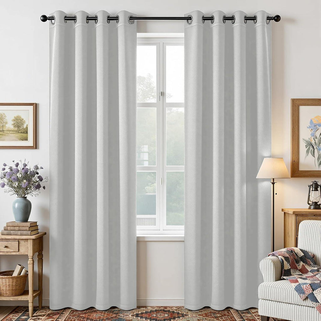 Joydeco Blackout Curtains for Bedroom 52W x 54L Inch, , 2 Panels - Greyish White