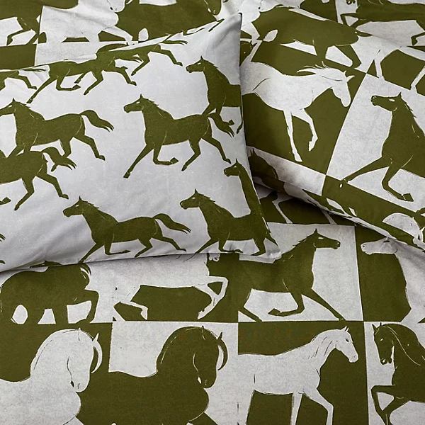 Herve Reversible Olive Super King Size Duvet Set