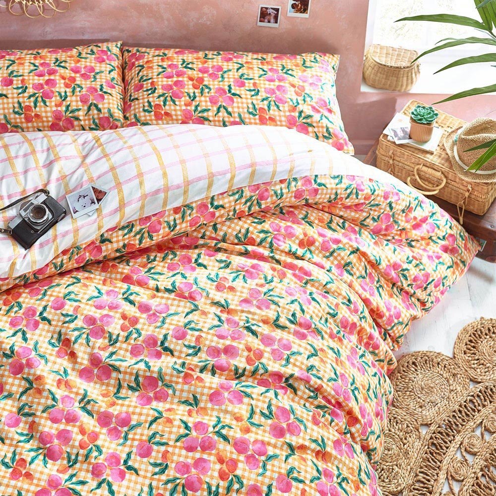 Juicy Gingham Reversible Duvet Cover Set- Single bed