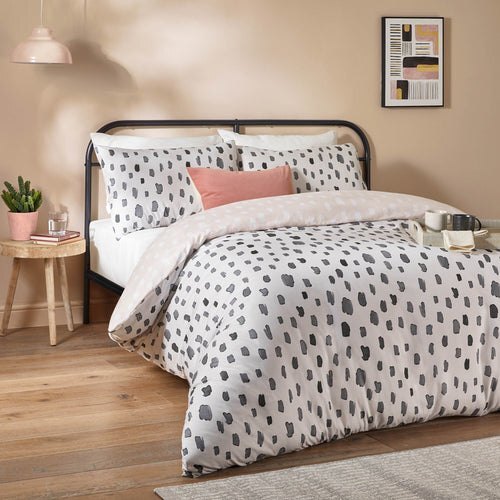 Printed Soft Touch Duvet Cover Set Linen/Charcoal - Double