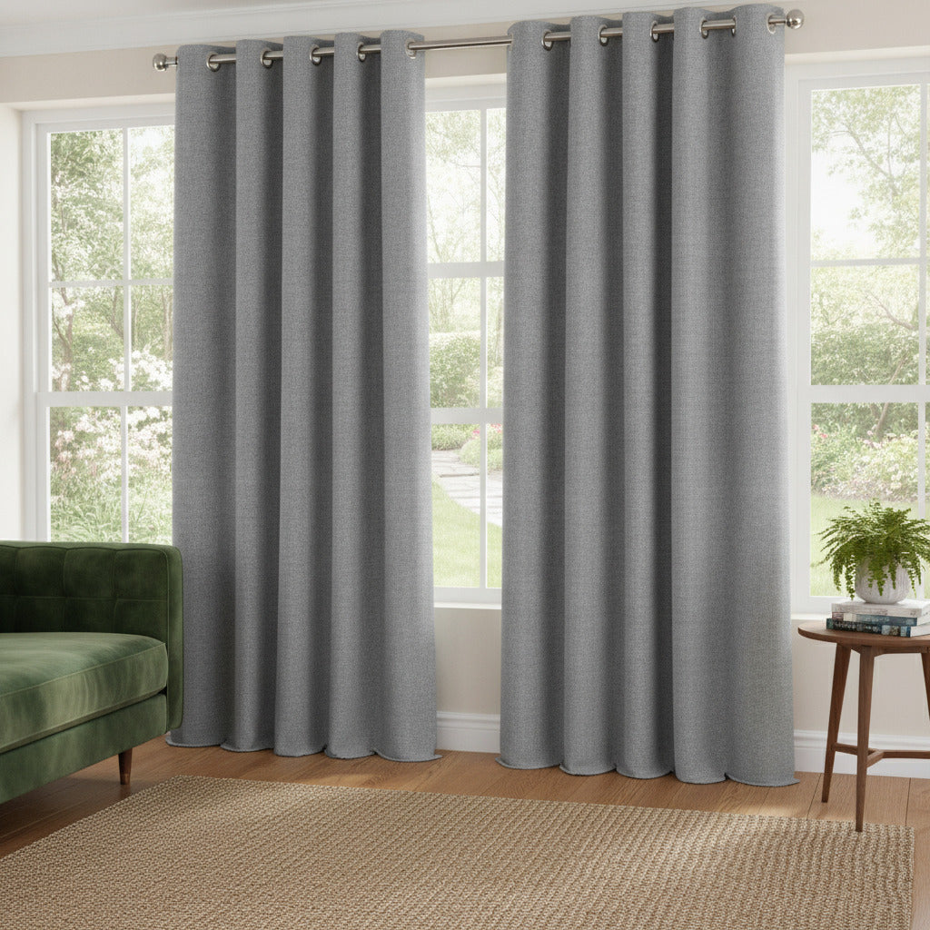 Luxurious Paoletti Pendleton eyelet curtains 90"Wx90"L-Graphite