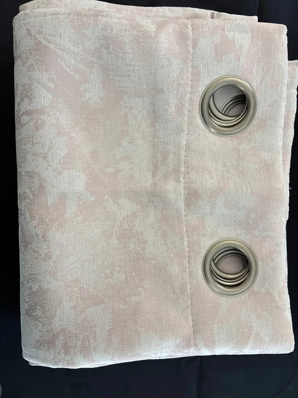 Premium Chenille Floral Jacquard Curtains in Pink and cream 52Wx90L inches