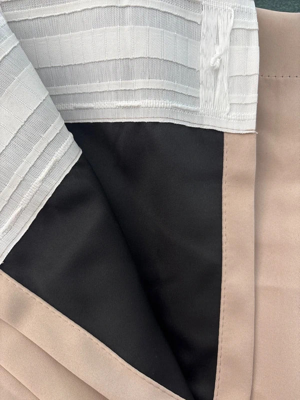 Bellahills Natural Sand Pencil pleat Curtains 66Wx72L inches x2