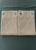 Blackout Taupe and diver detail Curtains  W52 x L54 One Pair