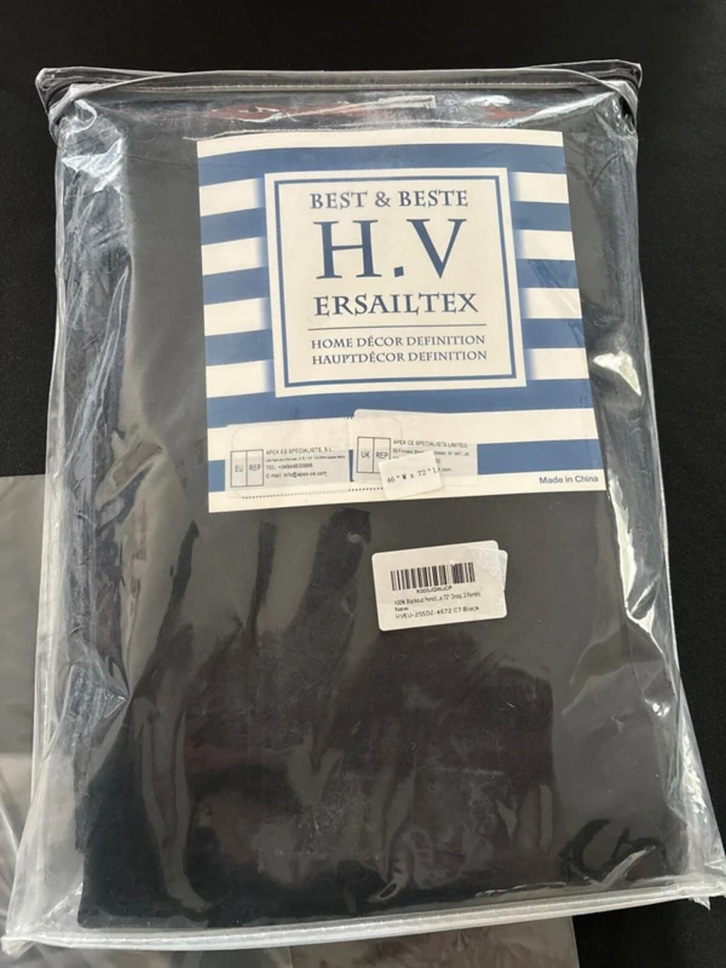 H.Versailtex Black Blackout Thermal Curtains Pencil pleat 2 Pieces, 46" Width x 72" Drop