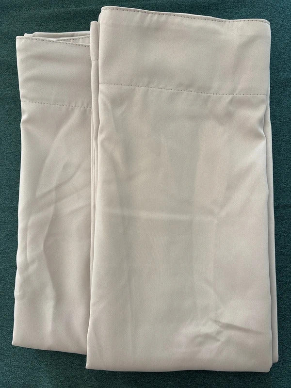 Bellahills Natural Sand Pencil pleat Curtains 66Wx72L inches x2