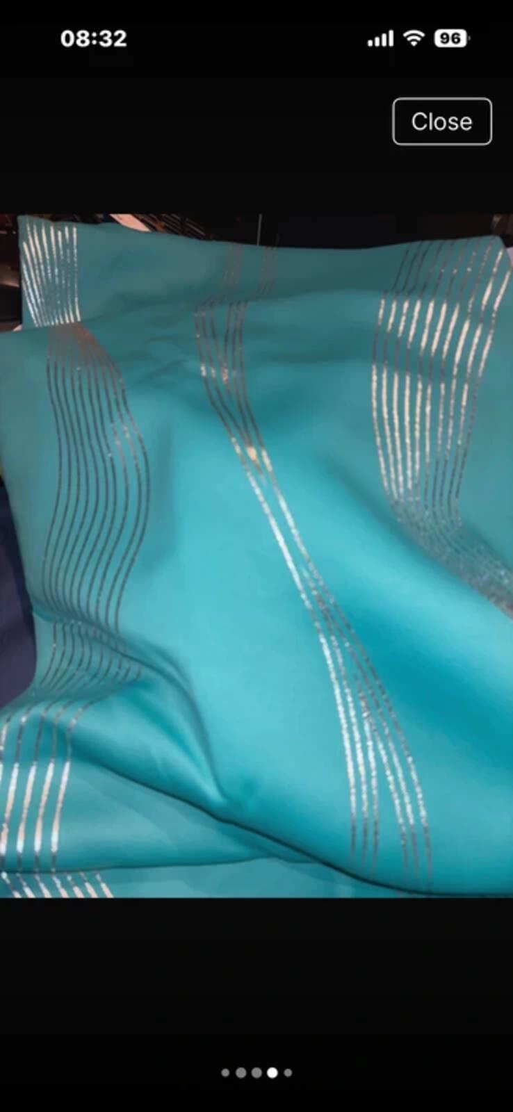 Blackout Turquoise with silver Wave Curtains 52Wx63L 2 panels