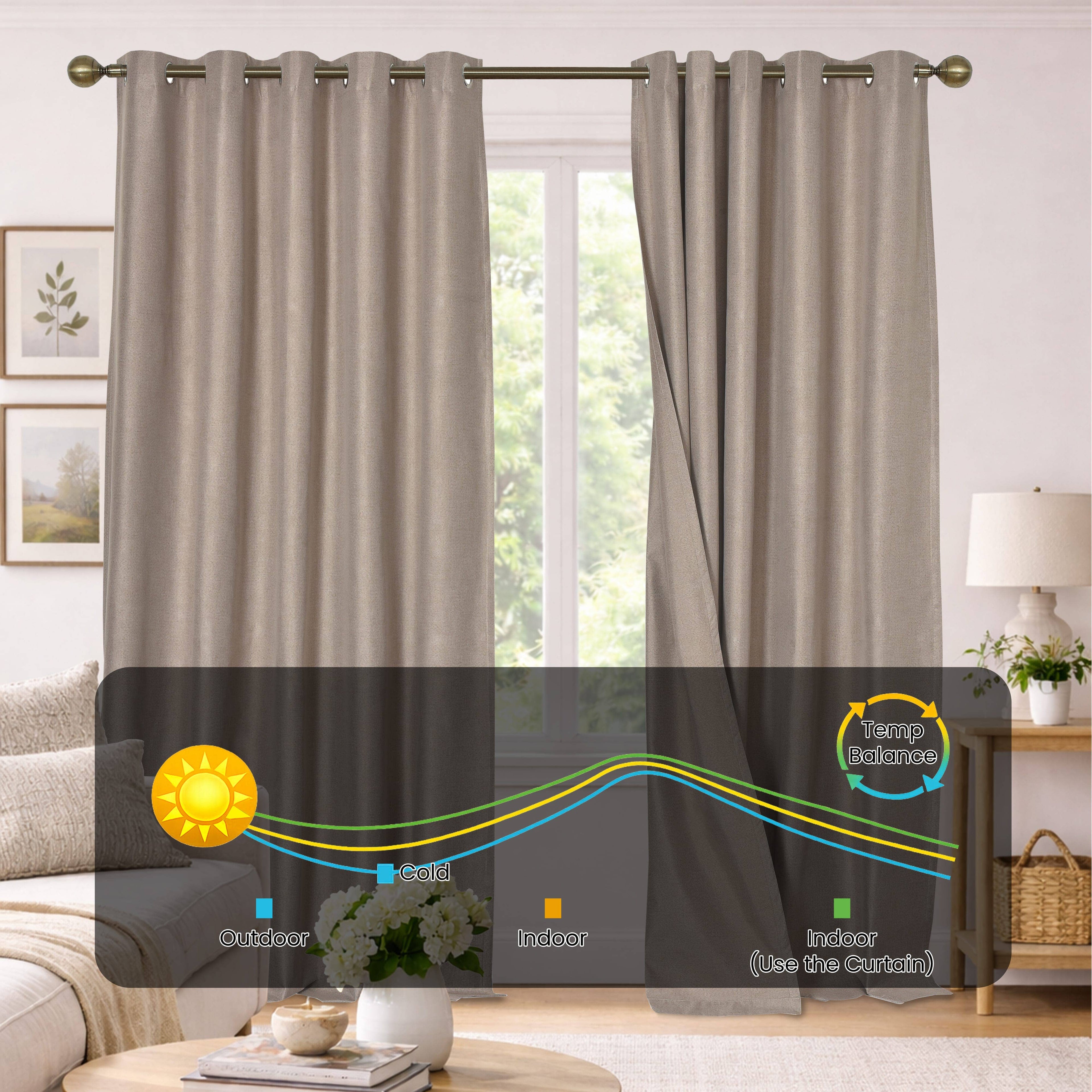 OLIVIA ROCCO Blackout Linen Eyelet Curtains: NATURAL / 90" (WIDTH) x 90" (DROP)