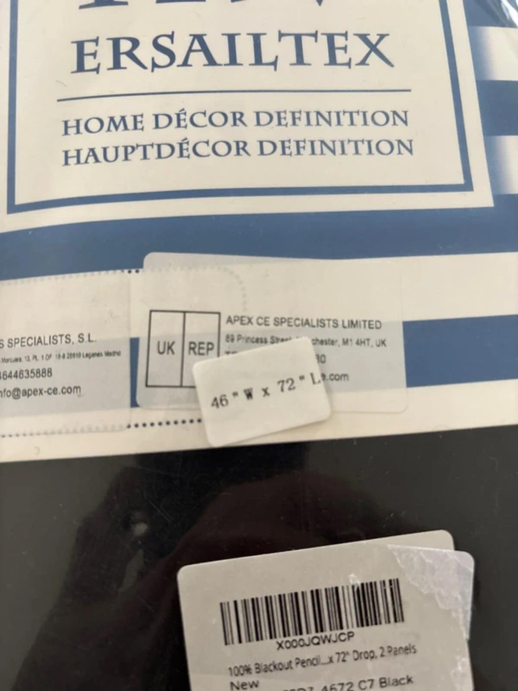 H.Versailtex Black Blackout Thermal Curtains Pencil pleat 2 Pieces, 46" Width x 72" Drop