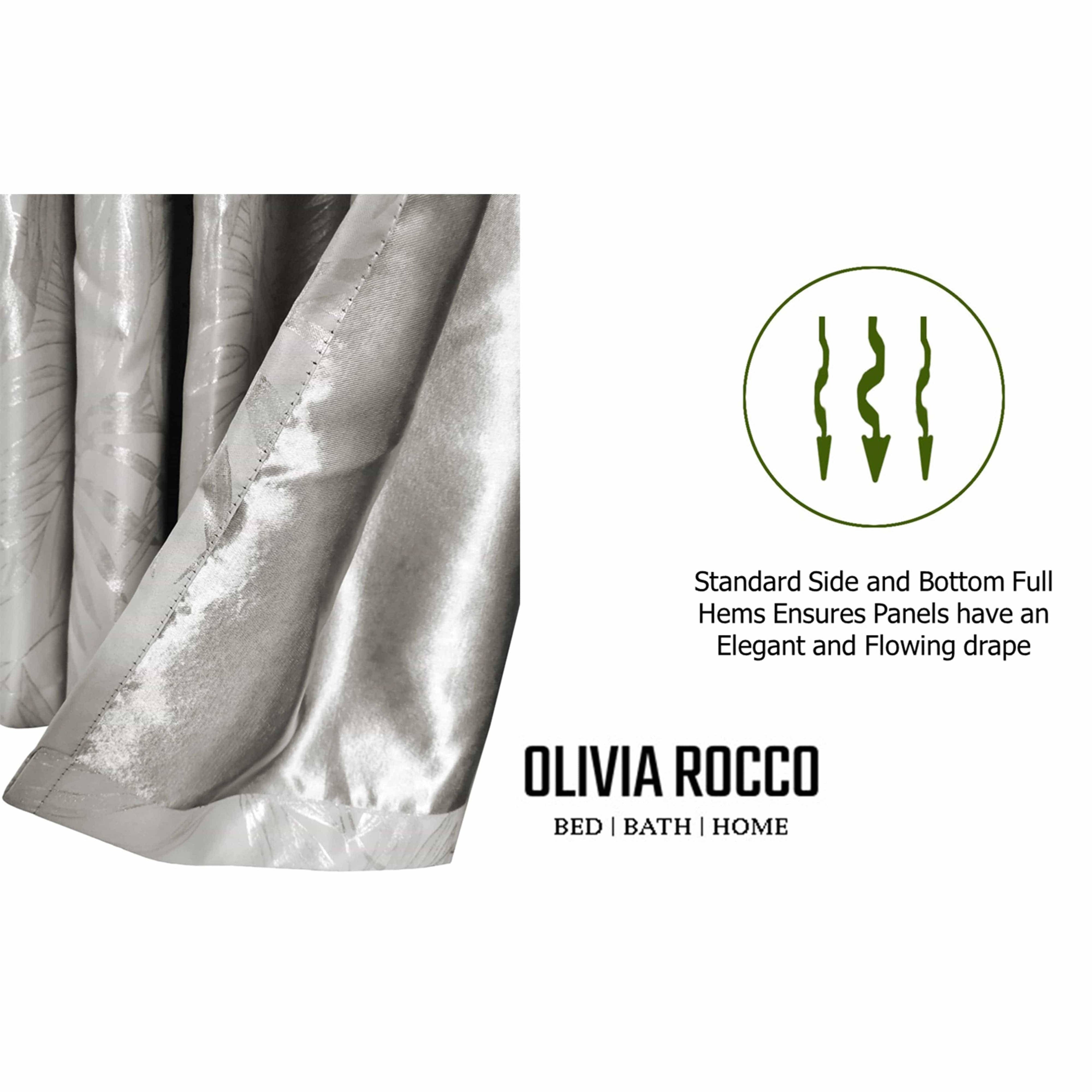 OLIVIA ROCCO Leaf Natural Sparkle Blackout Curtains: NATURAL / 66" (WIDTH) x 54" (DROP)