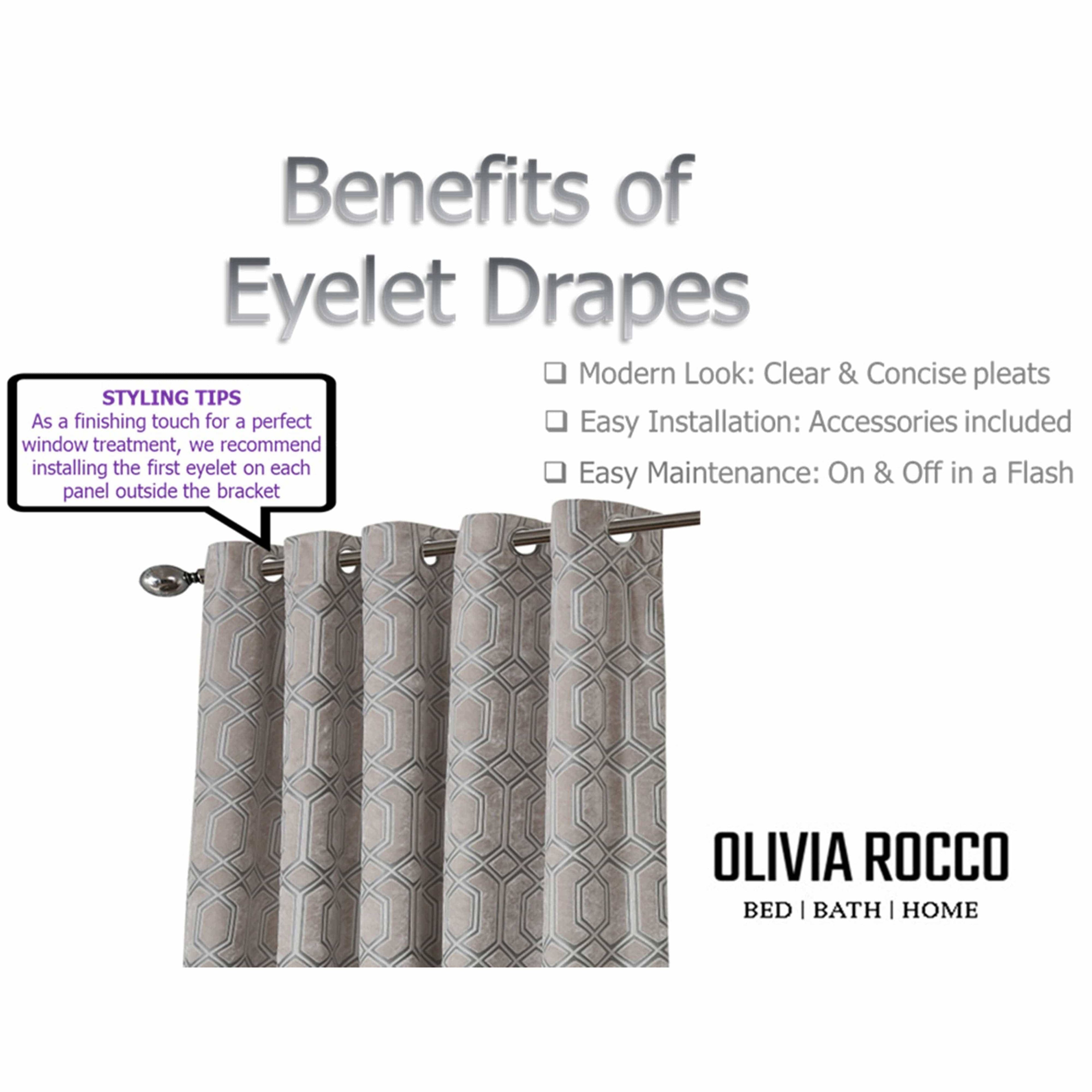 OLIVIA ROCCO Luxe Geo Velvet Eyelet Curtains Champagne: CHAMPAGNE / 66" (WIDTH) x 90" (DROP)