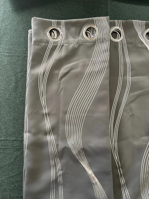 Grey Curtains with Silver wave detail 46Wx54L x 2 in inches