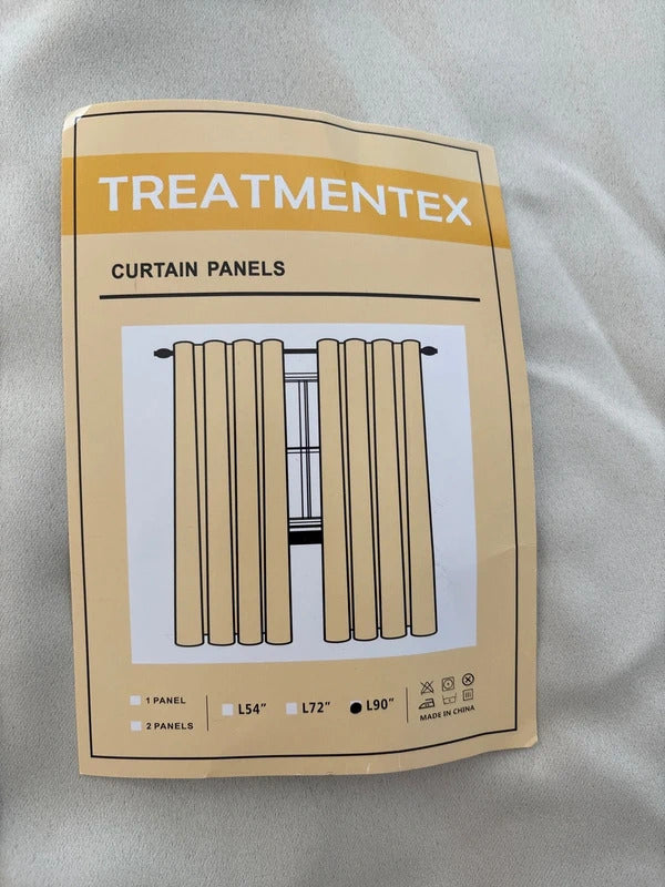 Light Beige Pom Pom Curtains 50Wx90L - 2 panels