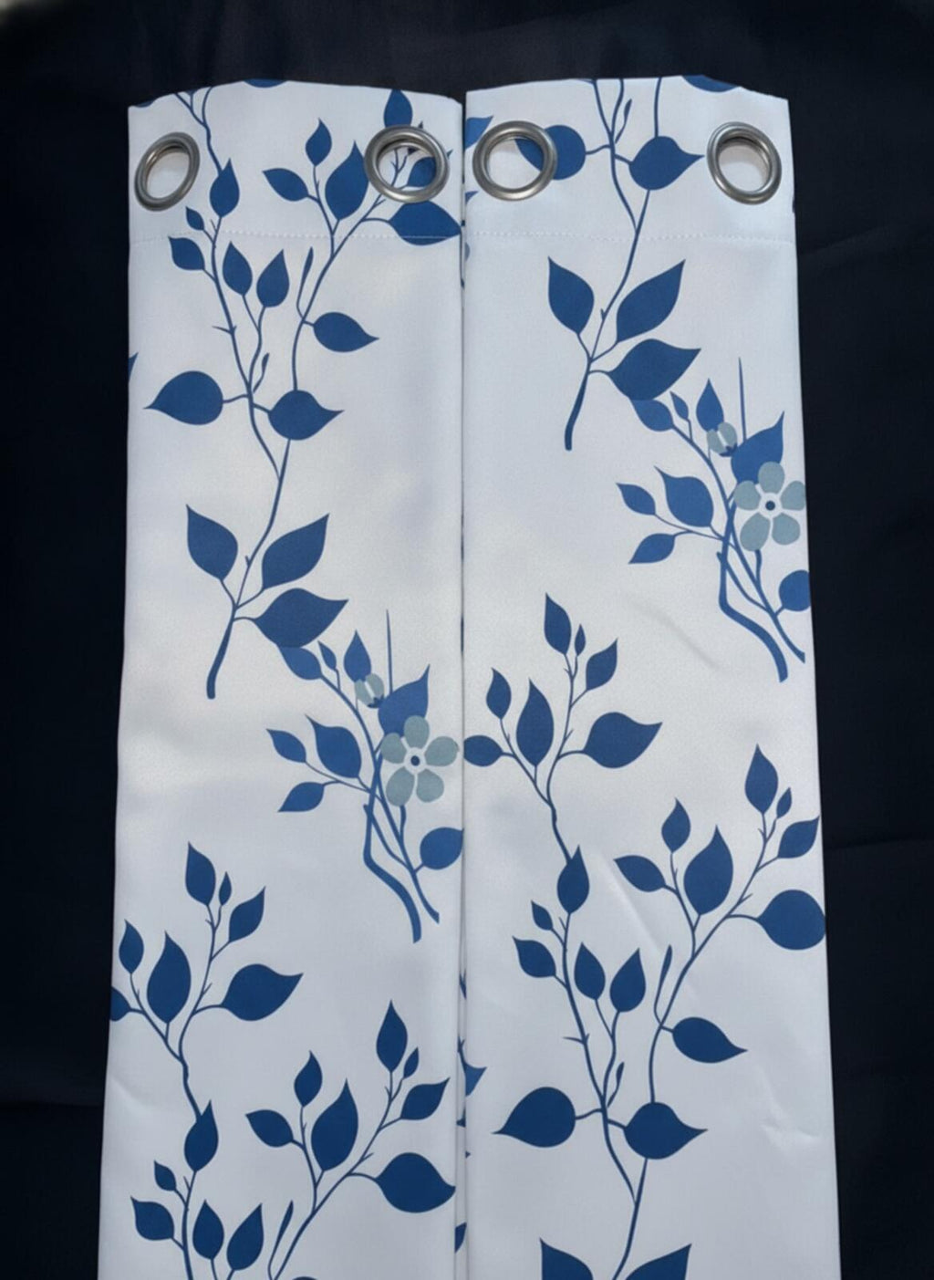 Navy Floral Blackout Curtains 50Wx54L inches x2 panels