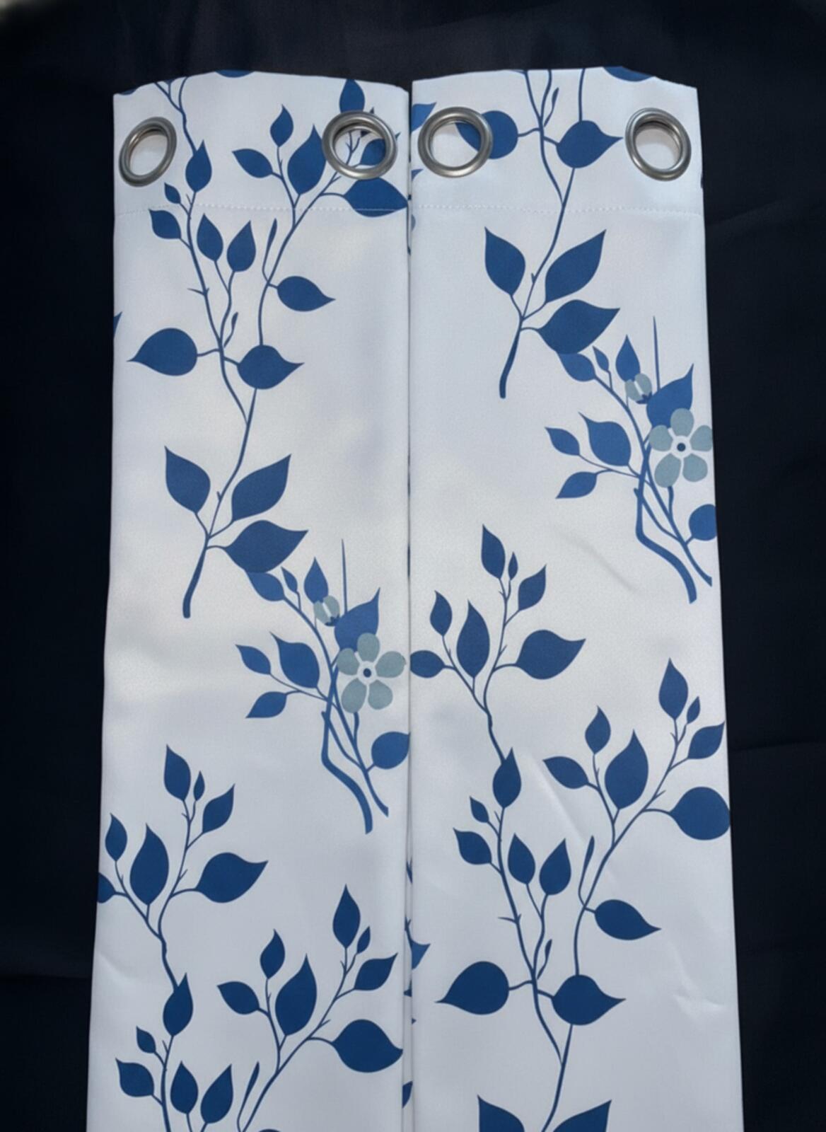 Navy Floral Blackout Curtains 50Wx54L inches x2 panels
