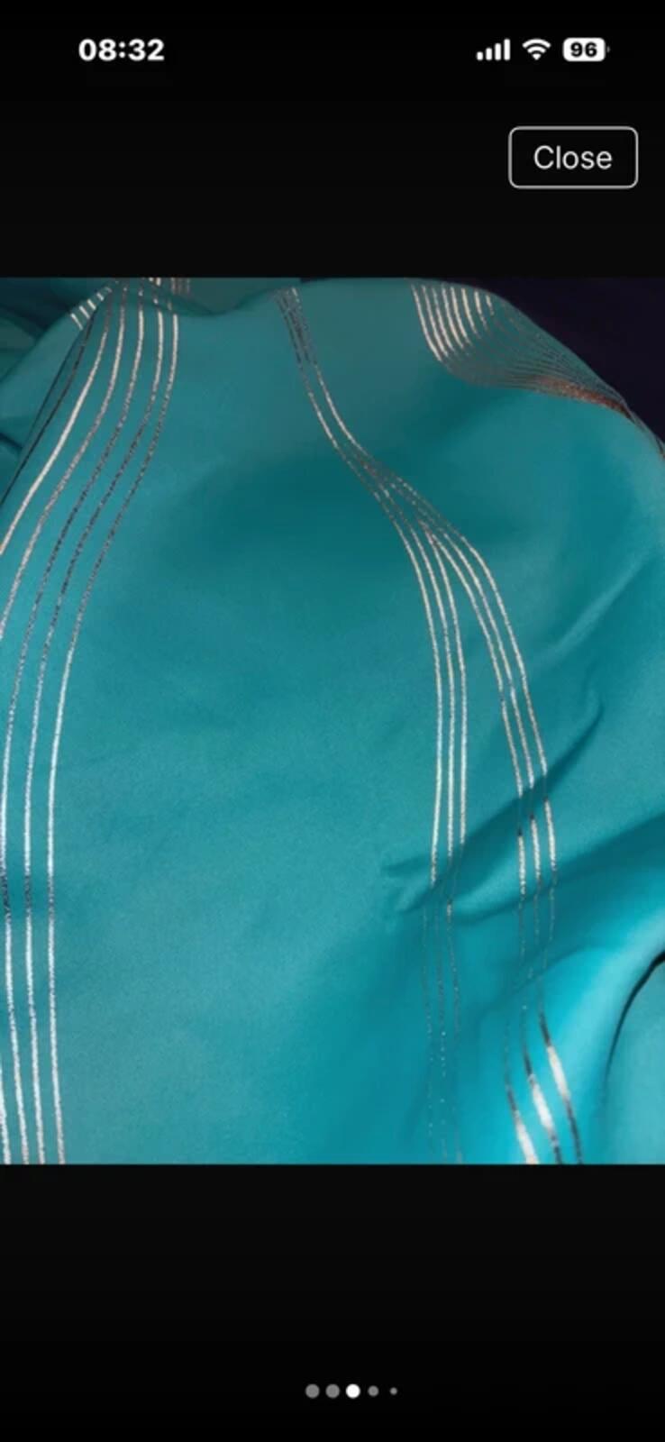 Blackout Turquoise with silver Wave Curtains 52Wx63L 2 panels
