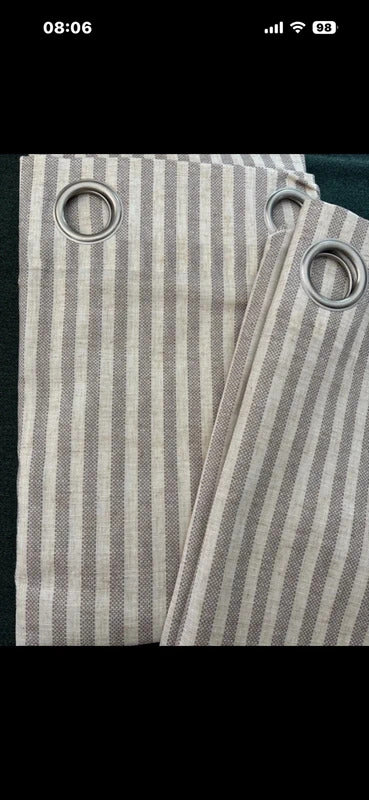 Linen Blend Taupe on Beige Stripe Curtains 50Wx84L inches 2 panels no low offers