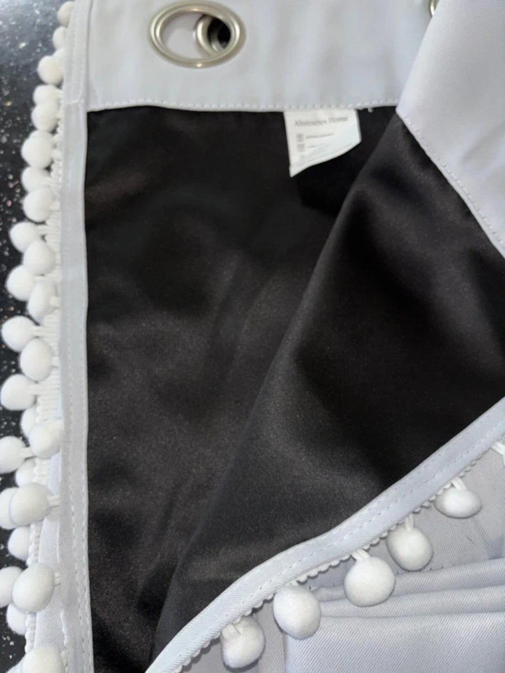 Greyish White Pom Pom Curtains 52Wx54L