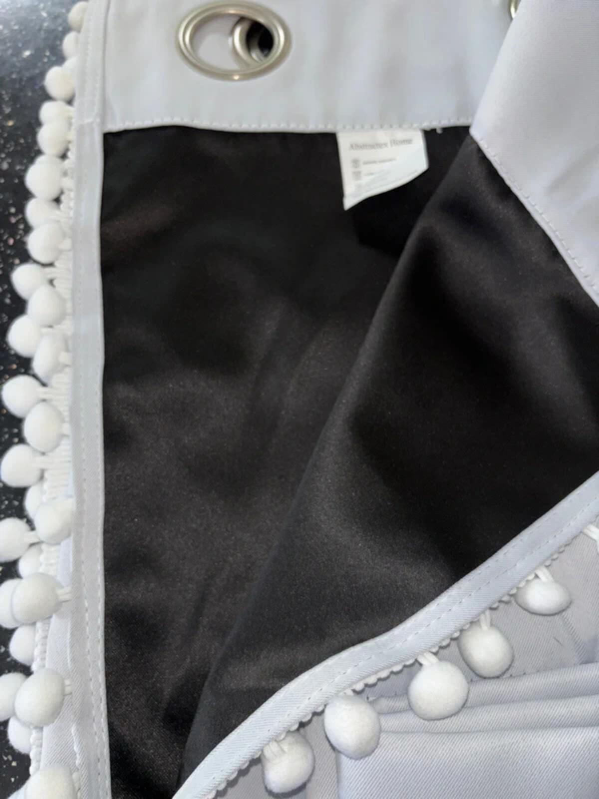 Greyish White Pom Pom Curtains 52Wx54L