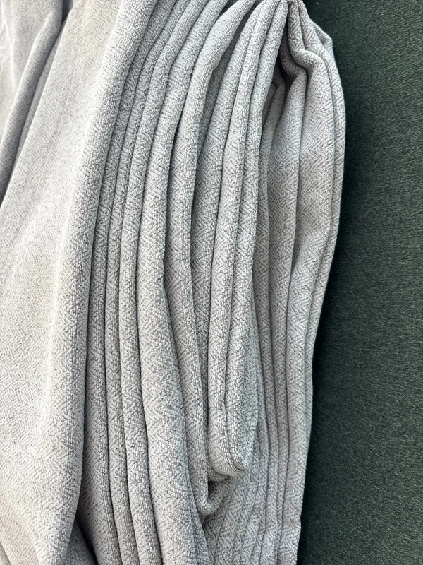 Luxury Heavyweight Herringbone Woven Curtains –Soft Grey -2 Panels – 90” x 90”