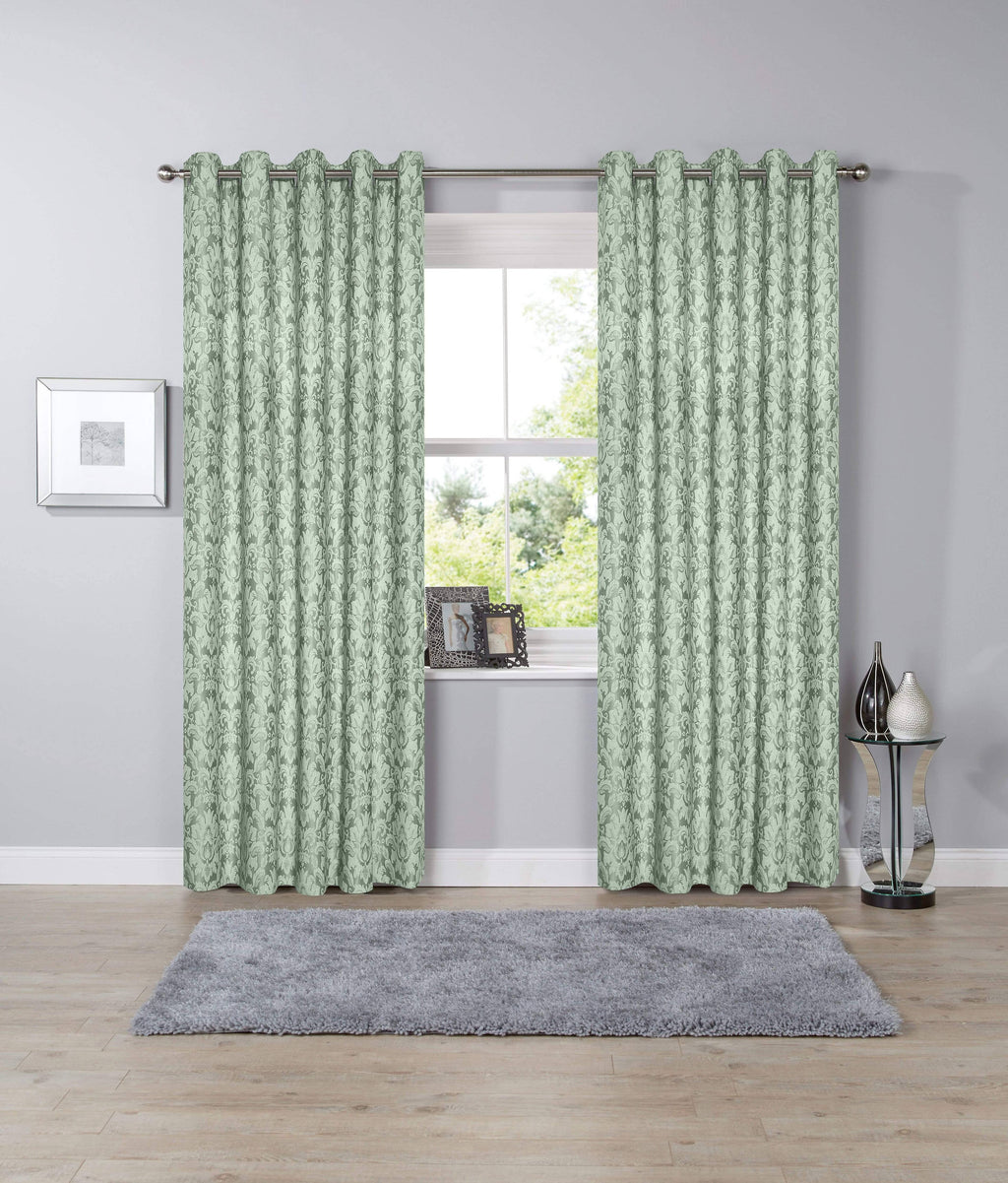 OLIVIA ROCCO Savoy Woven Jacquard Curtains: DUCKEGG / 66” x 90”